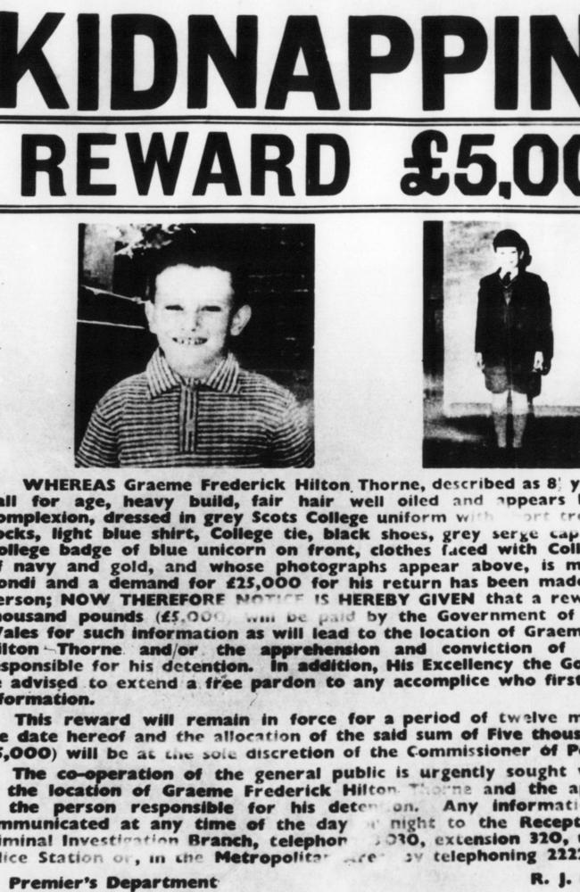 Graeme Thorne's reward poster. Photo News Ltd