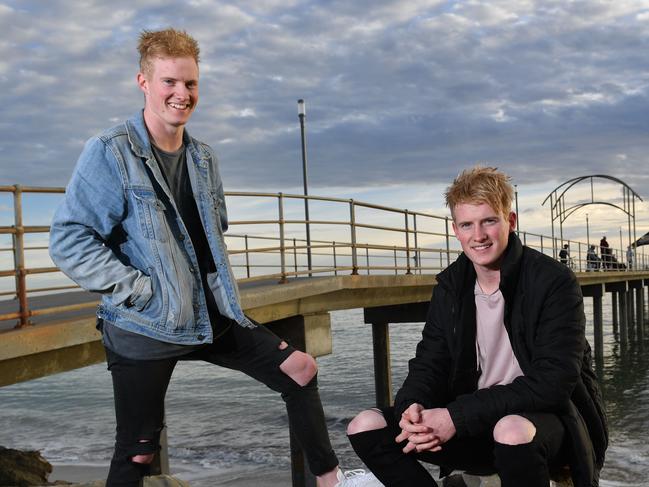 23/5/19. Twins and brothers Mark (plays for South Adelaide SANFL League) and John Noble - 19yrs (plays for West Adelaide SANFL League) have nominated for the AFL mid-season draft. Picture: Keryn Stevens