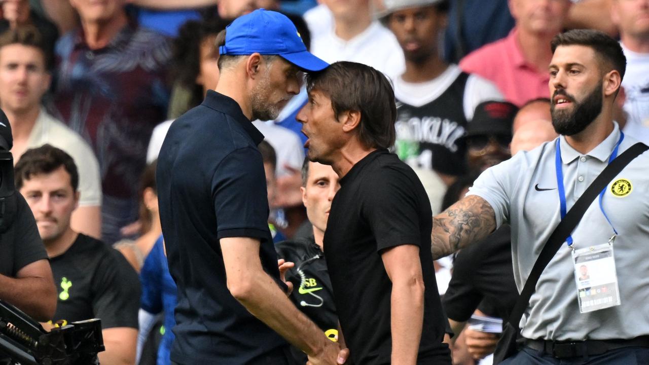 Thomas Tuchel was sent off for his clash with Antonio Conte but his one-match ban has been suspended.  (Photo by Glyn KIRK / AFP)