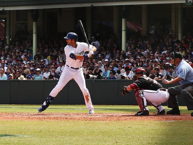 Dodgers Andre Ethier at the plate during Major League Baseball Opening Series 2014 Sydney - Game 2 - Arizona Diamondbacks v Los Angeles Dodgers at the SCG. pic. Phil Hillyard