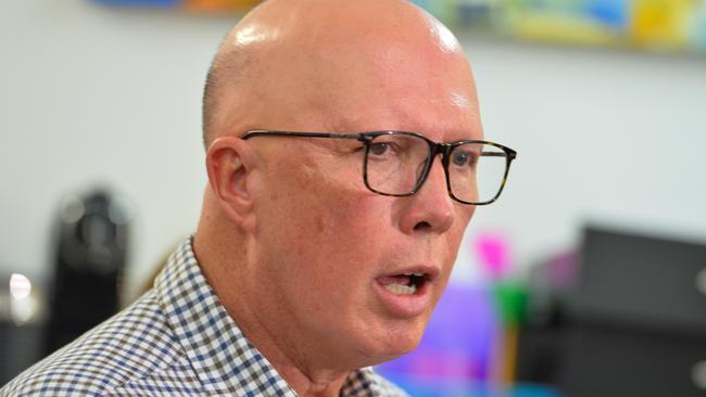 Federal Opposition Leader Peter Dutton in north Queensland. Picture: