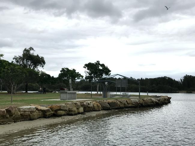 The car has driven off a boat ramp at Lions Park.