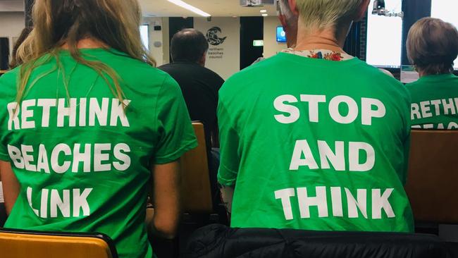 Residents at a Northern Beaches Council meeting discussing the Beaches Link tunnel. Picture: Manly Daily