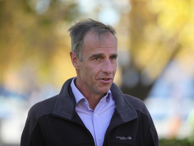 Greens Senator Nick McKim speaks to the media outside Parliament House in Hobart on Thursday May 16, 2019.