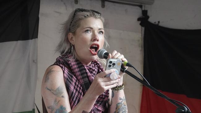 Speakers included writer and feminist Clementine Ford, whose award-winning podcast "Dear Clementine" was axed by Nova last month due to her outspoken support for the Palestinians. Picture : NCA NewsWire / Valeriu Campan