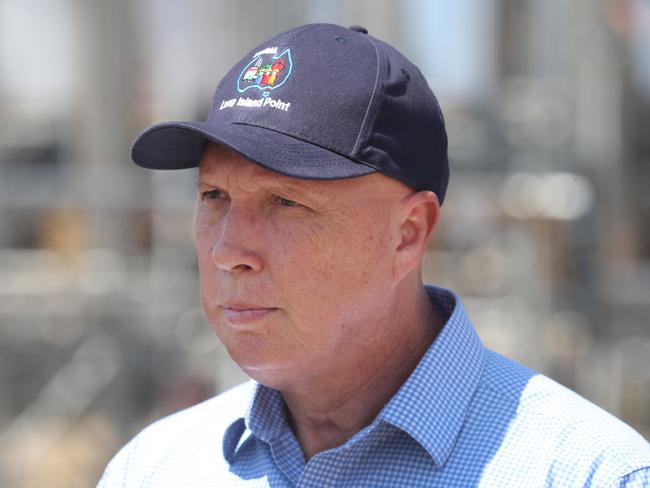 MELBOURNE, AUSTRALIA - NewsWire Photos, JANUARY 23, 2022. Leader of the Federal opposition Peter Dutton at the Long Island Point Fractionation Plant in Hastings. Picture: NCA NewsWire / David Crosling