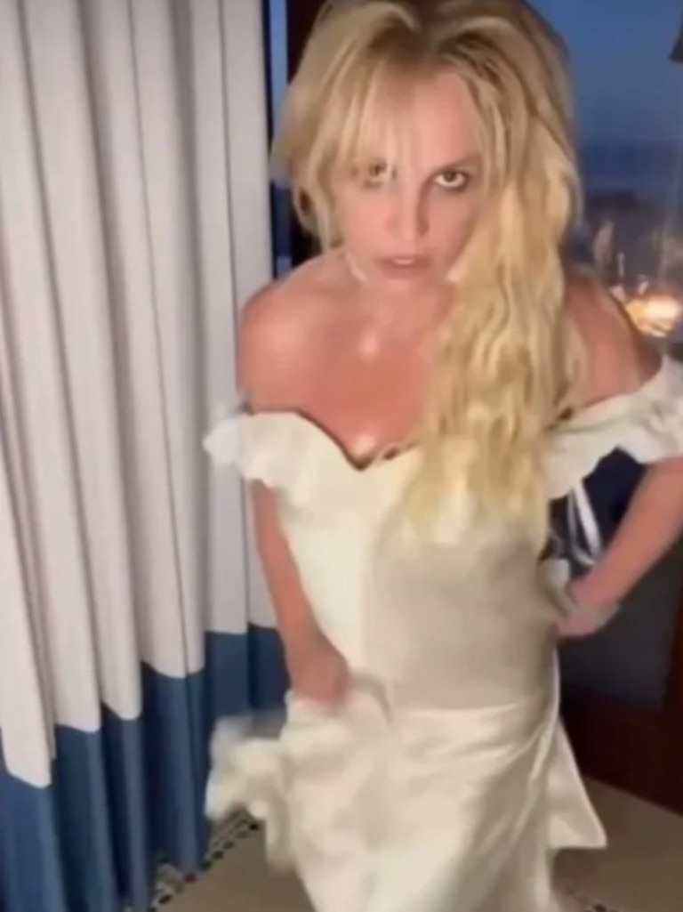 Britney dances wildly in the video …