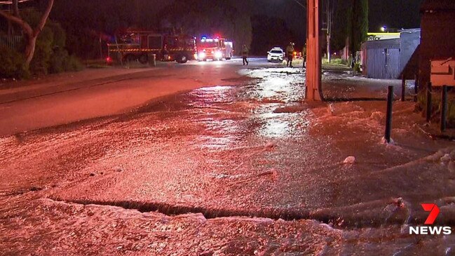 A burst water main on Valiant Rd has caused chaos for businesses and motorists at Holden Hill.