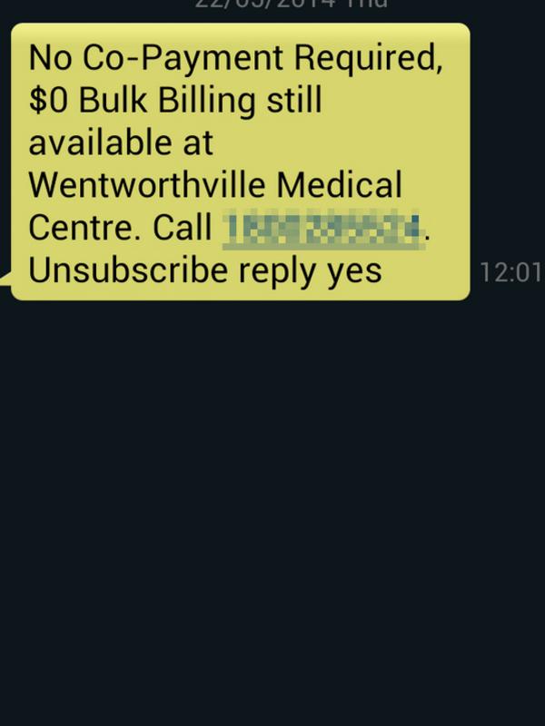 Examples of texts sent by medical centres.