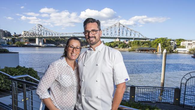 Angelica and Brad Jolly at their Brisbane CBD restaurant. Picture: Richard Walker