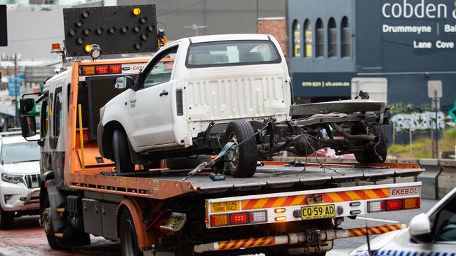 Ms Brandis and Mr Lindsey said the cab of the ute had separated from the front in the collision. Picture: Christian Gilles