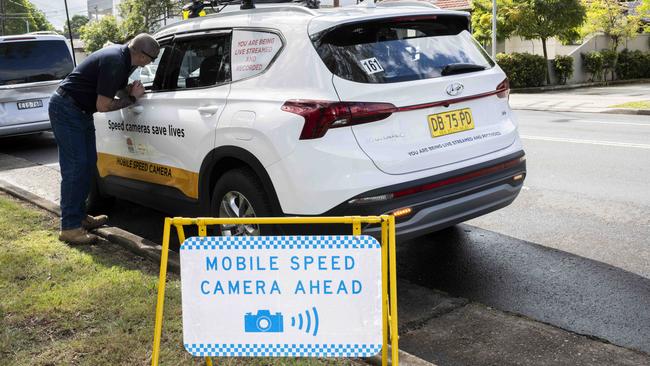 Mobile speed cameras will be easier to spot with warning signs. Picture: Monique Harmer/NewsWire