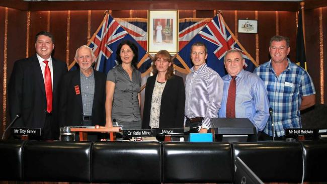 The current group of councillors, from left: Reece Byrnes, Ron Cooper, Chris Cherry, Mayor Katie Milne, James Owen, Warren Polglase and Pryce Allsop. Picture: Scott Powick