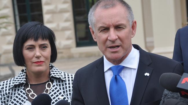 New Minister for Mental Health Leesa Vlahos with Premier Jay Weatherill after being sworn in on Tuesday. AAP Image/Michael Ramsey