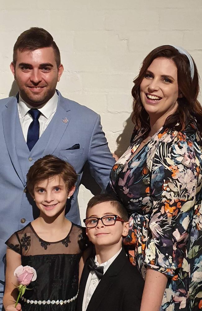 Henry Ziotas, 7, from Mount Duneed has been diagnosed with neuroblastoma, a rare and aggressive form of cancer. Pictured with dad, George, mum, Steph, and sister, Sophie, 10. Picture: Supplied