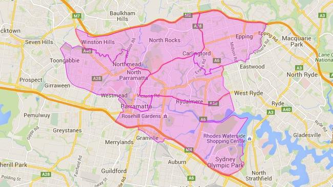 The new boundary of Parramatta City Council.