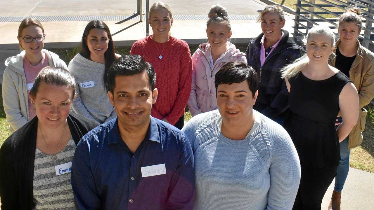 BRIGHT FUTURES: These new nurses will be spread out across the South West Hospital and Health Service. Front: Emma Williams, Sandeep Naia and Anna Roeger. Back: Jodie McCallum, Emma Henderson, Taylah Gee, Alex Ferry, Eve Rhodes, Emma Roese and Beth Zohl. Picture: Jorja McDonnell