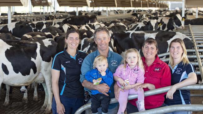 Mark and Kate Walpole with Matyka, Allan, 1, Lexi, 3, and Zena. Picture: Zoe Phillips