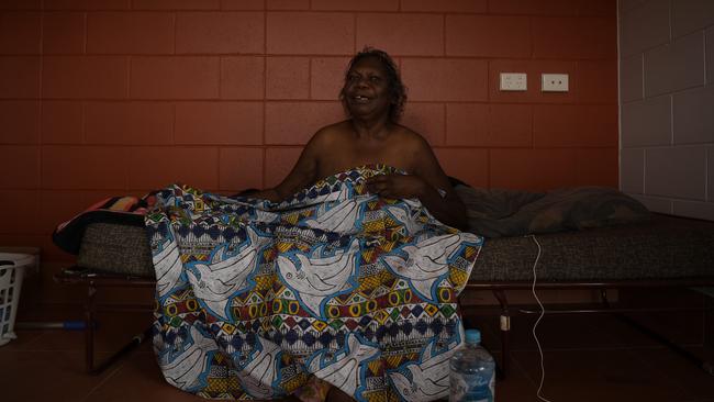 Aunty Cathy sits inside her daughter's new home at Pirlangimpi. Picture: (A)manda Parkinson