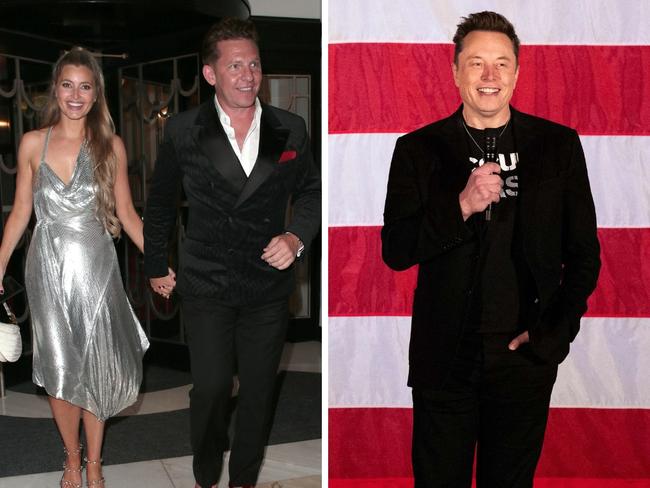 Left: Holly Valance and Nick Candy; right: Elon Musk.