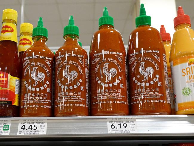 Bottles of Huy Fong Foods’ Sriracha have been missing from shelves for months. Picture: Joe Raedle/Getty Images/AFP