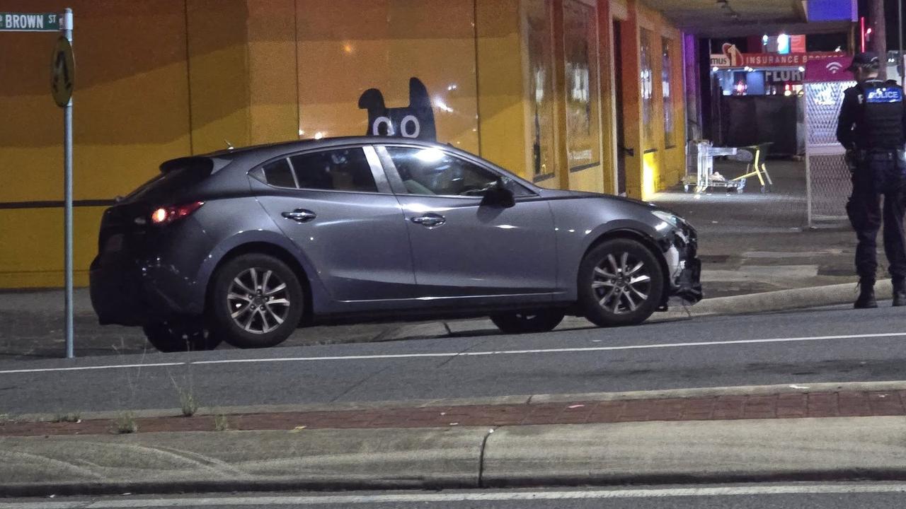 The damaged Mazda 3 on Brown St. Picture: Phil Moody