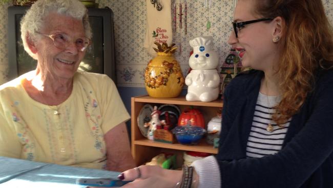 Oral history ... Gabriella Rinehart interviews great-grandmother Mae Ridge as part of StoryCorps' Great thanksgiving Listen oral history project. (AP Photo/David Dishneau)