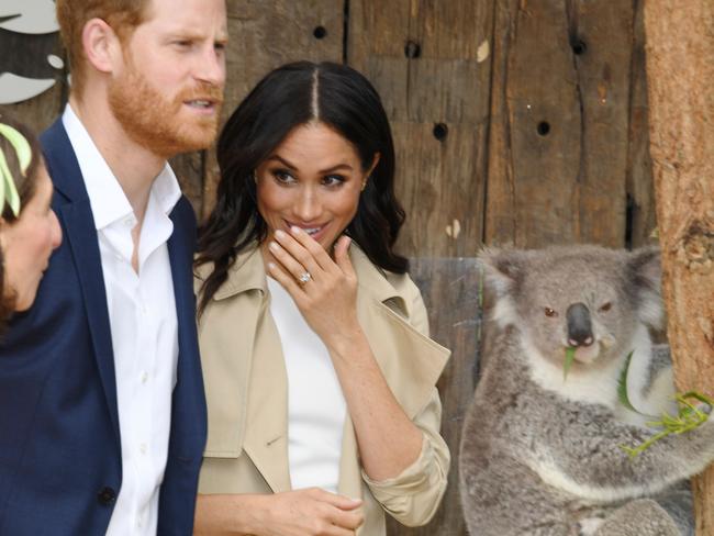 Meghan was overheard saying the koalas were “so sweet” when the couple visited Taronga Zoo. Picture: AFP