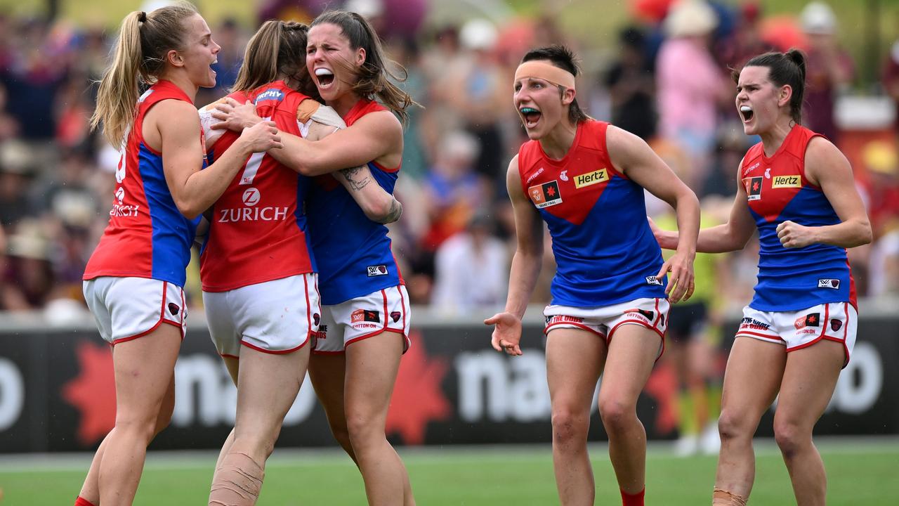 Tayla Harris celebrates after her goal. Picture: Getty Images