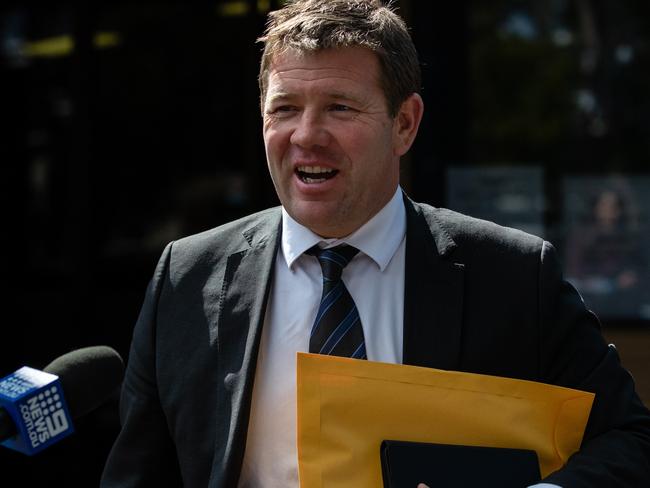 Michael Tudori, lawyer for former West Coast Eagles AFL player Ben Cousins, outside Armadale Magistrates Court.