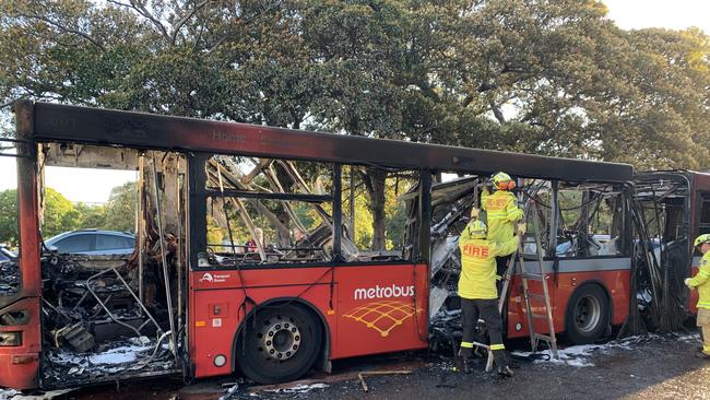 The remains of the bus. Picture: Kaitlyn Hudson-O’Farrell