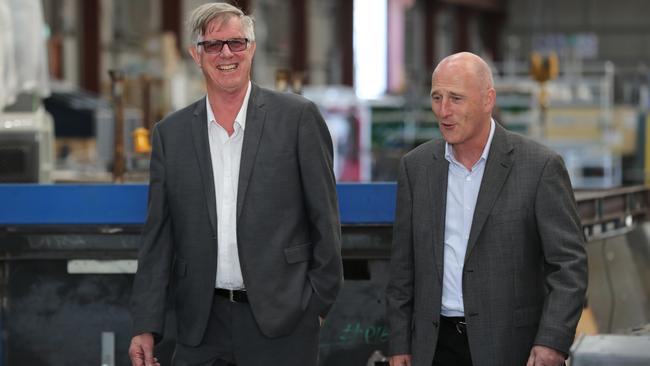 Gregory McGarvie ACE EV and Mark Haig managing director Aldom. Picture: Tait Schmaal.