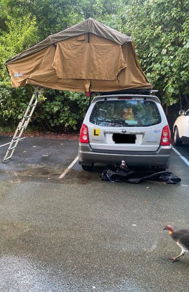 This photo of an overnight camper at Noosa Heads has sparked outrage online. Picture: Facebook / Martin Doyle