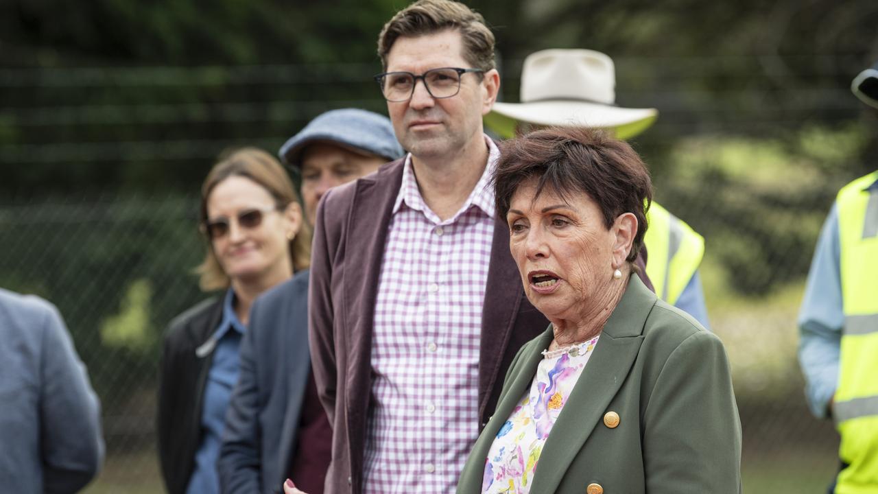 Councillor Carol Taylor speaks to media as Pierce St in South Toowoomba is launched as Queensland's first active street – where bicycles have equal rights to cars, Friday, June 21, 2024. Picture: Kevin Farmer