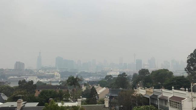 Smoke-filled clouds hung over Sydney for most of Sunday.