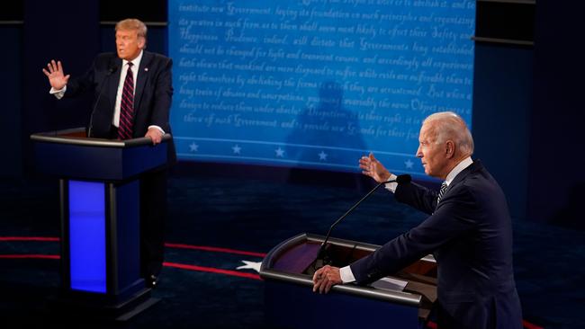 Donald Trump interrupted Joe Biden 71 times, compared to the Democrat’s 22 interruptions during their debate last month in Cleveland. Picture: AFP