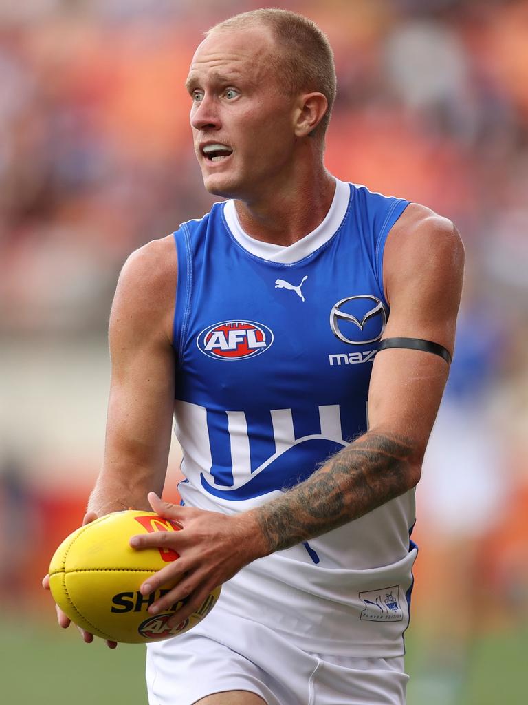 It’s a bold look. (Photo by Jason McCawley/AFL Photos/via Getty Images )