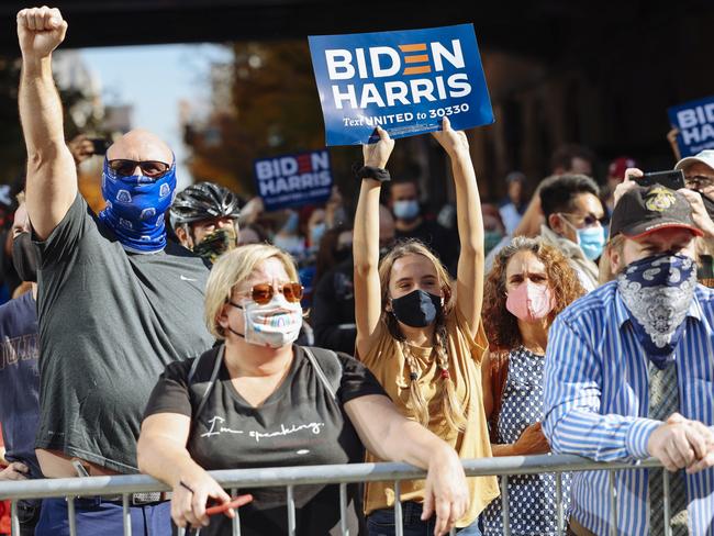 Joe Biden’s supporters took to the streets. Picture: Angus Mordant