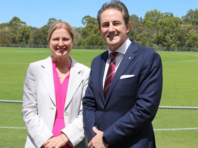 Federal Labor minister Julie Collins and Clarence City Council Mayor Brendan Blomeley at Clarendon Vale Oval. Picture: Elise Kaine