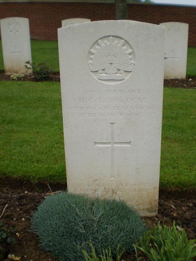 Hector Long’s grave at Heilly Station Cemetery Merciourt-L'Abbe, France.