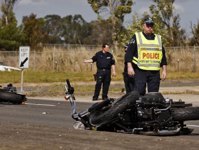 The deadly crash involving two motorbikes and a car shut down the busy Great Western Highway this week. Picture: Sam Ruttyn