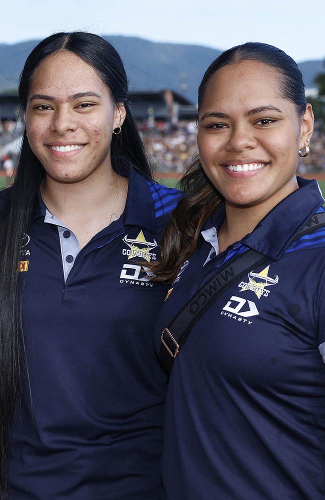 Elishama Suavai, left, with Etuina Suavai at the Cowboys last year. Elishama was a five star performer in her team’s win.Picture: Brendan Radke