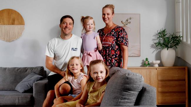 David and Susan Mackintosh with daughters, Zoe, Brooke and Ella in Sydney’s Cambridge Park. Picture: Nikki Short