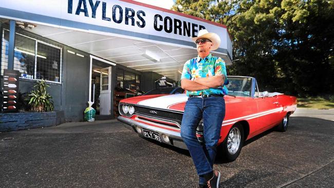 RETRO SPECTACULAR: Steve Bowman with his muscle car outside Taylors Corner service station in Murwillumbah. Picture: Scott Powick