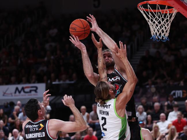 Sam Froling gets up for the Hawks. Picture: Getty Images