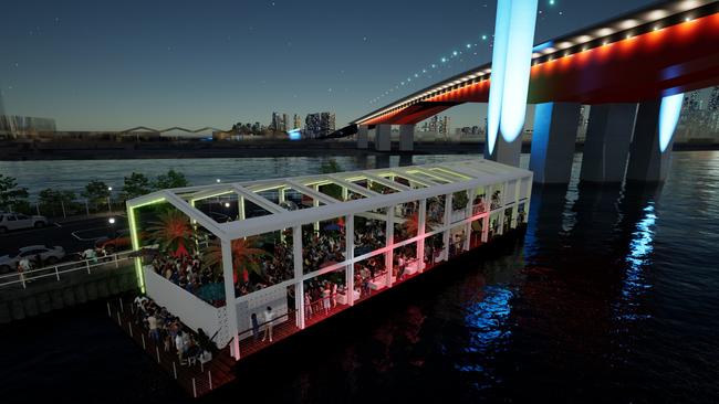 The floating venue has been proposed for North Wharf. Picture: Bronter consulting.