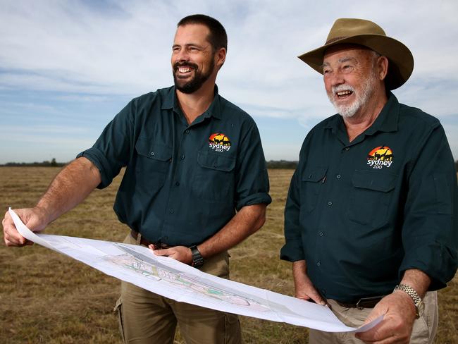 Jake and John Burgess, pictured just before construction was about to start on Sydney Zoo late last year.