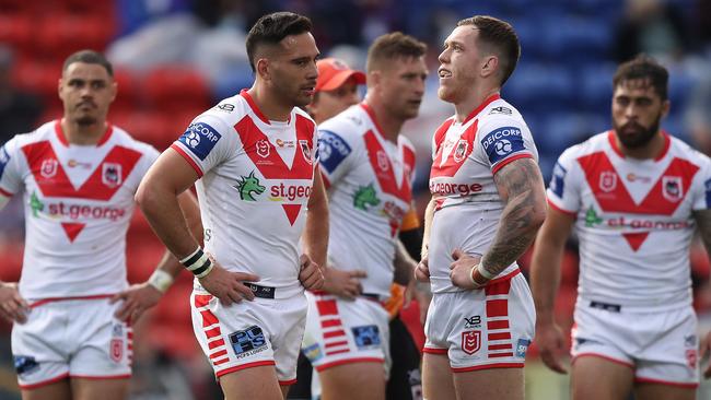 The Dragons were embarrassed by the Knights at Newcastle. Picture: Brett Costello