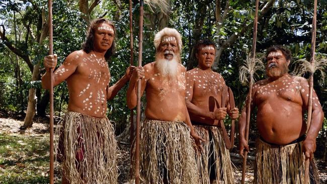 Quinkan dancers Leelan Snider, Walter Snider, Nash Snider and Joe Snider opened the 2023 festival. Picture: Brendan Radke