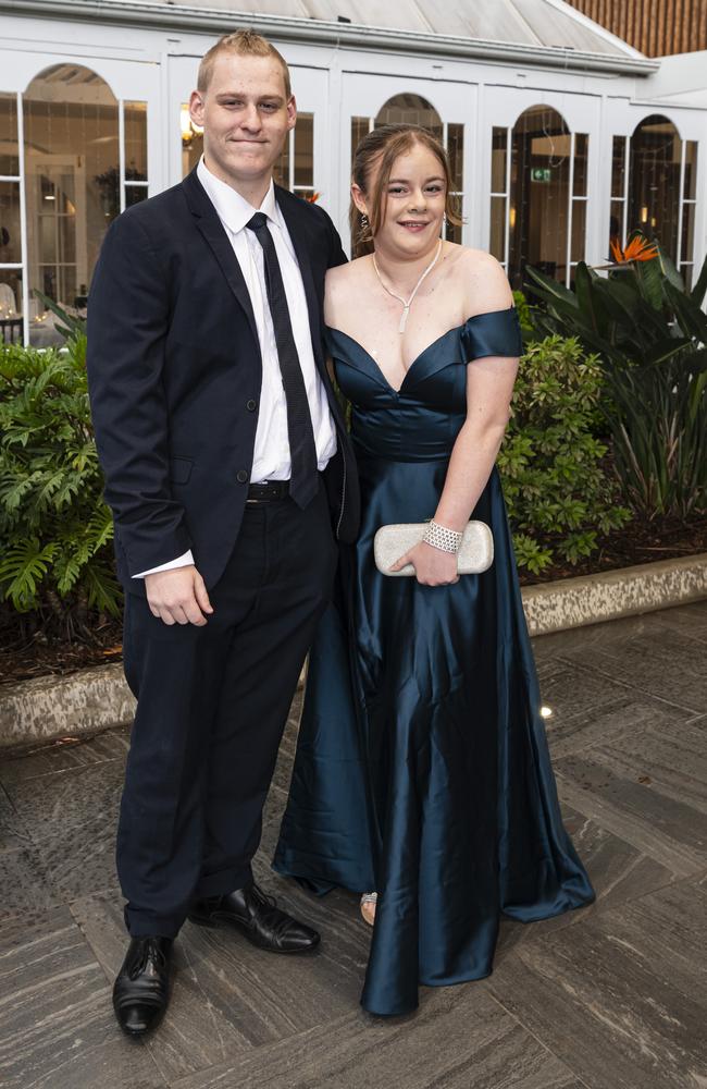 Toowoomba Flexi School formal graduate Dylan Crowe and partner Savannah Powell at the formal at Burke and Wills Hotel, Thursday, October 10, 2024. Picture: Kevin Farmer